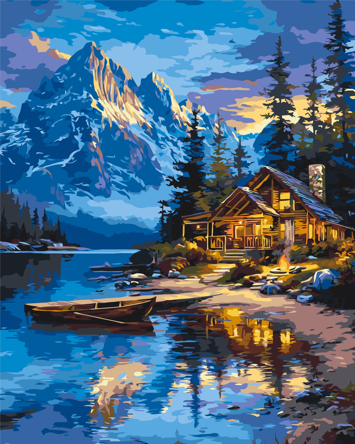 Malen nach Zahlen auf Keilrahmen 40×50 cm – Landschaft. Haus am See LW 3207-01