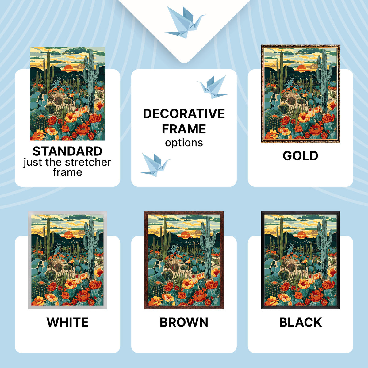 Malen nach Zahlen auf Keilrahmen 40×50 cm – Landschaft. Sonne über der Sahara LW 3546