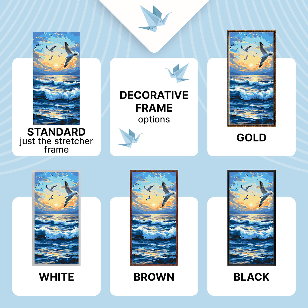 Paint by Numbers on a 40*80 cm frame - Landscape: Gulls over Morning Waves LW 5125