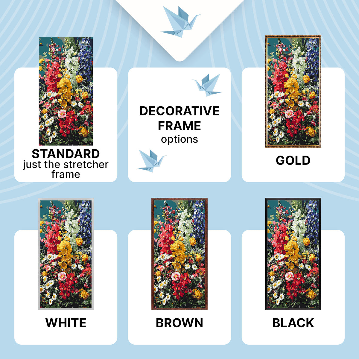 Malen nach Zahlen auf Keilrahmen 40×80 cm – Sonnige Sinfonie – Blumen – LW 5245
