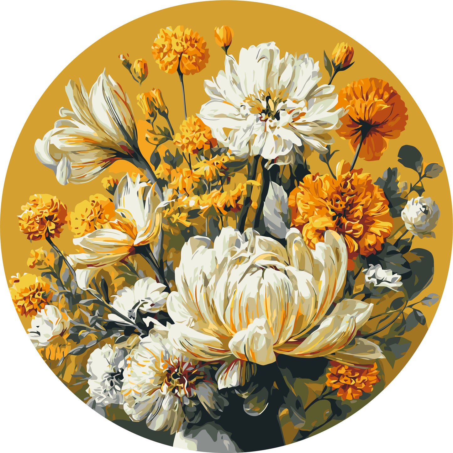 Runde Malen nach Zahlen Ø45 cm – Blumen. Sonniger Strauß OR 2006