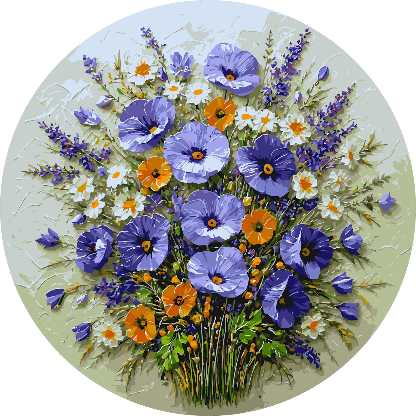 Runde Malen nach Zahlen Ø45 cm – Blumen. Sommerstrauß OR 2011