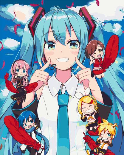 Maľovanie podľa čísel na ráme 40*50 cm - Vocaloid Miku Hatsune - Anime - LW 0650