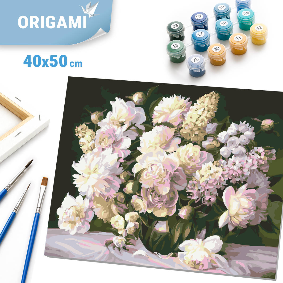 Malen nach Zahlen auf Keilrahmen 40×50 cm – Blumen - Zarter Blumenstrauß LW 1073