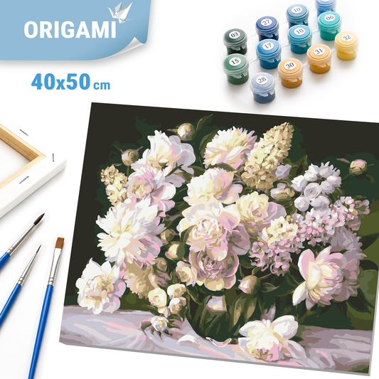 Malen nach Zahlen auf Keilrahmen 40×50 cm – Blumen - Zarter Blumenstrauß LW 1073