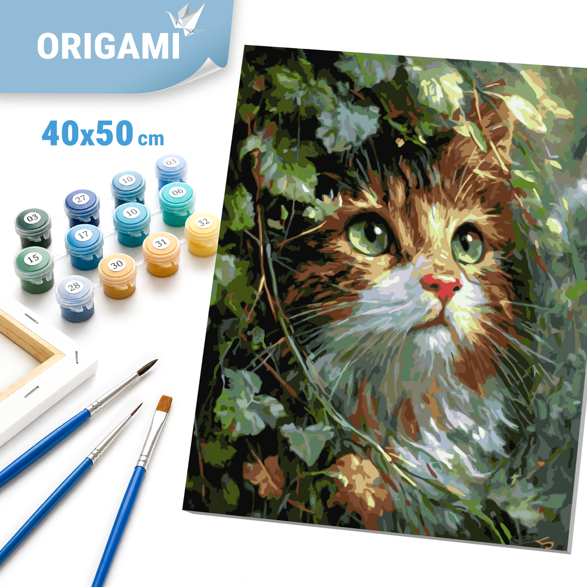 Malen nach Zahlen auf Keilrahmen 40×50 cm – Tiere. Kätzchen mit smaragdgrünen Augen LW 2002-01