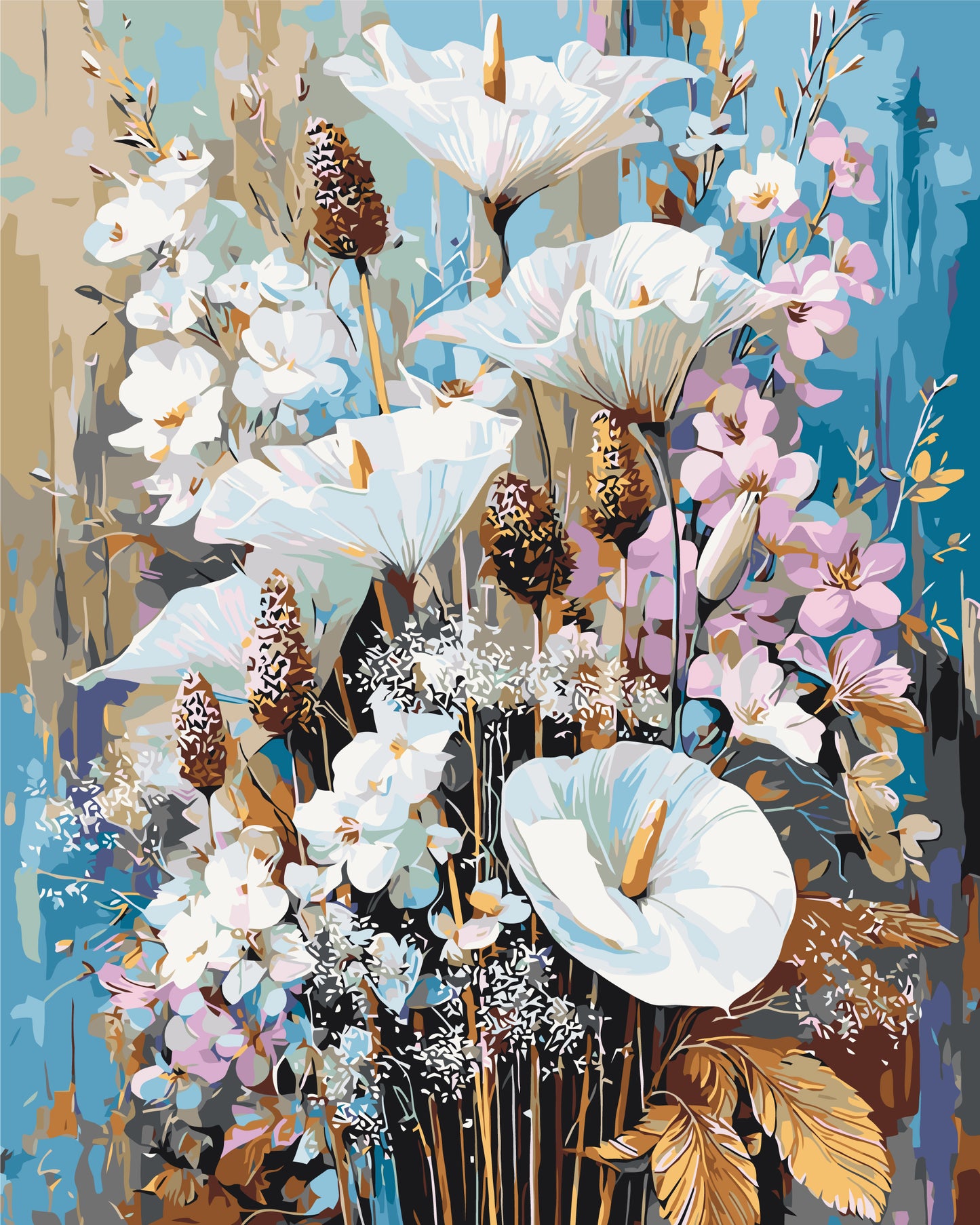 Malen nach Zahlen auf Keilrahmen 40×50 cm – Blumen. Frühlingscallas LW 3006-01