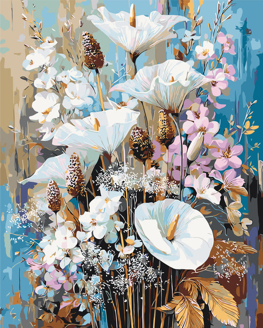 Malen nach Zahlen auf Keilrahmen 40×50 cm – Blumen. Frühlingscallas LW 3006-01