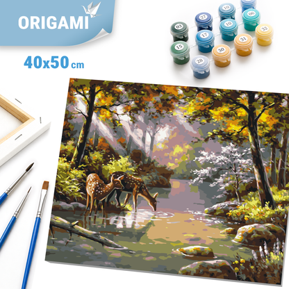 Paint by Numbers on a 40*50 cm frame – : Deer at the waterhole LW 3008