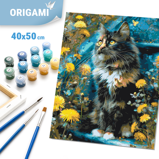 Paint by Numbers on a 40x50 cm frame - Kitten in Dandelions - Animals - LW 3009-01