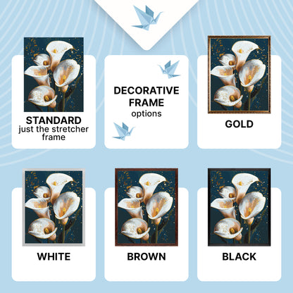Paint by Numbers on a 40*50 cm frame White calla lilies. Flowers with Metallic Paints LW 30360