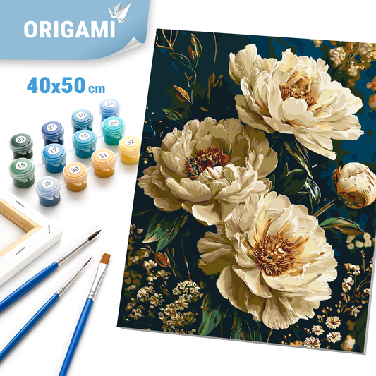 Paint by Numbers on a 40x50 cm frame - Velvet Peonies - Flowers - LW 3064-01