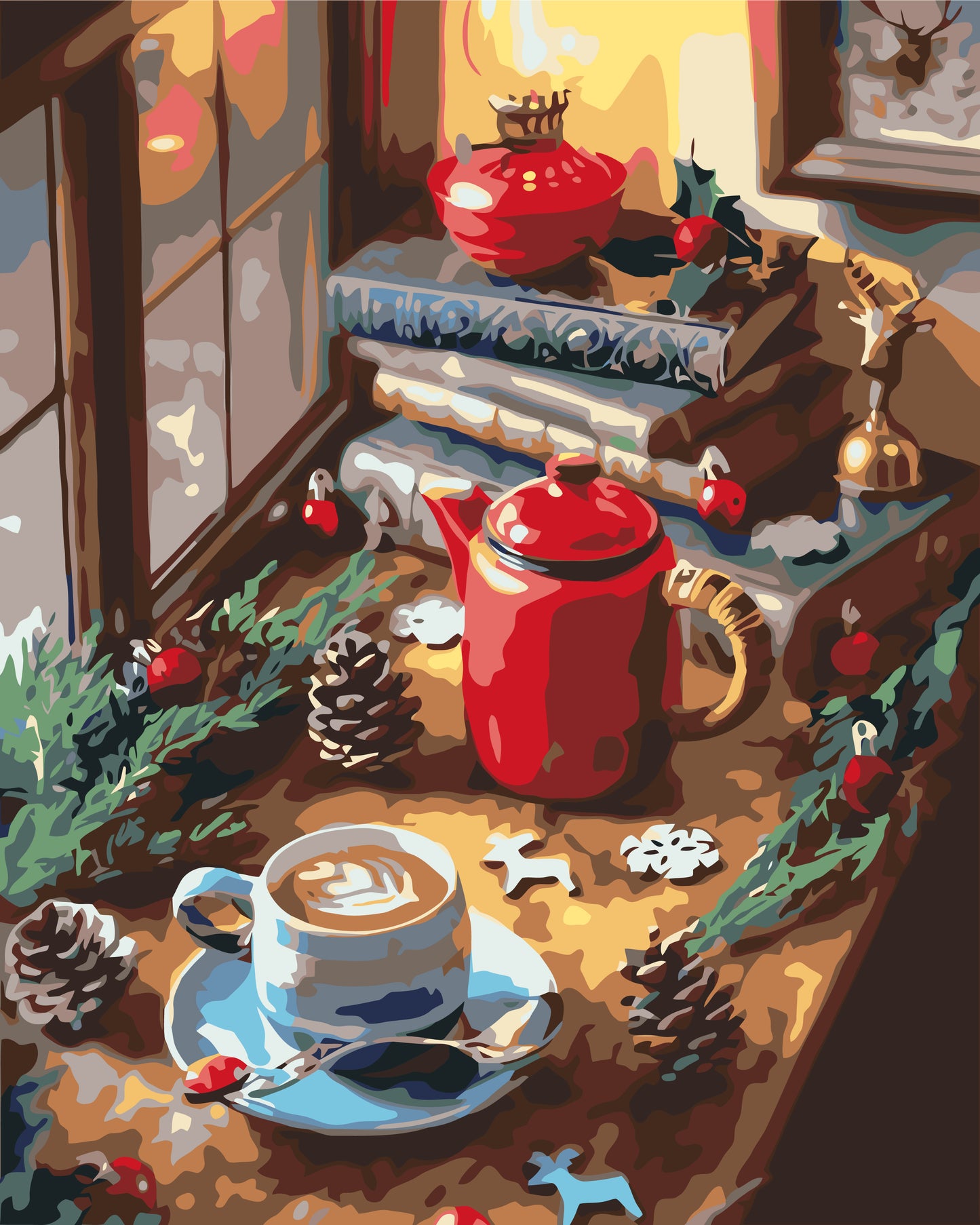 Malen nach Zahlen auf Keilrahmen 40×50 cm – Weihnachten – Weihnachtliches Stillleben LW 3097