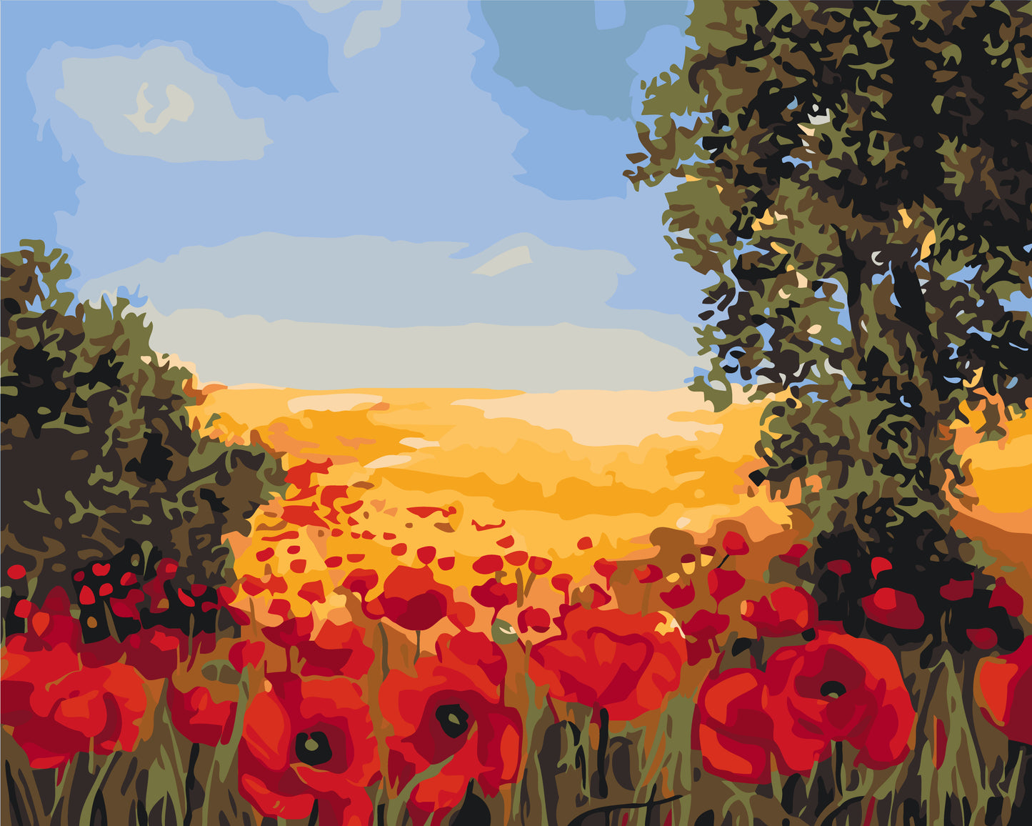 Malen nach Zahlen auf Keilrahmen 40×50 cm – Blumen. Wilder Feldmohn LW 3131