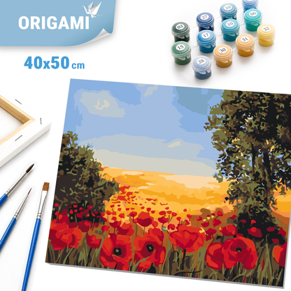 Malen nach Zahlen auf Keilrahmen 40×50 cm – Blumen. Wilder Feldmohn LW 3131
