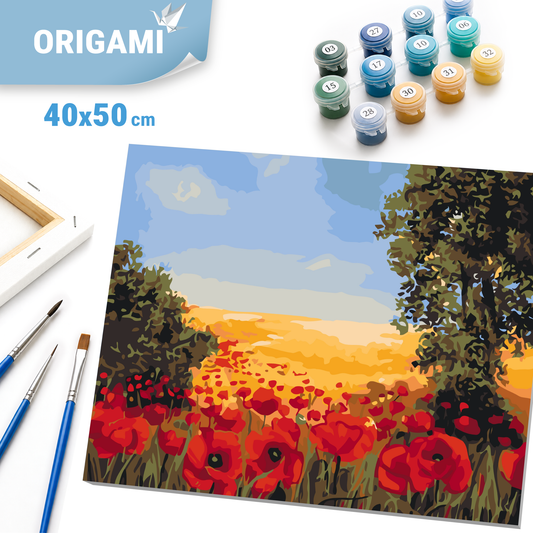 Malen nach Zahlen auf Keilrahmen 40×50 cm – Blumen. Wilder Feldmohn LW 3131