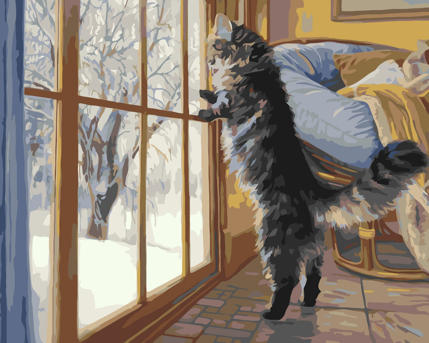 Malen nach Zahlen auf Keilrahmen 40×50 cm – Winterkatze LW 31340