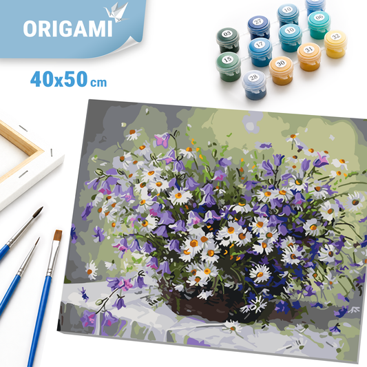 Malen nach Zahlen auf Keilrahmen 40×50 cm – Blumen. Margeritenstrauß LW 31500