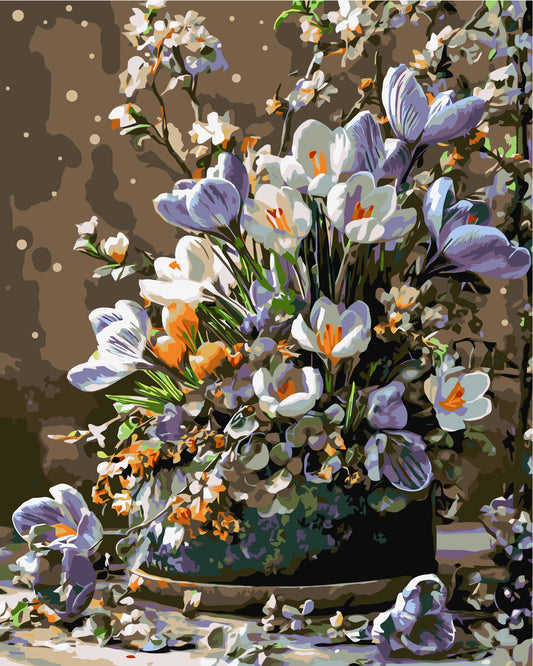 Malen nach Zahlen auf Keilrahmen 40×50 cm – Blumen. Frühlingskrokusse LW 31520-01