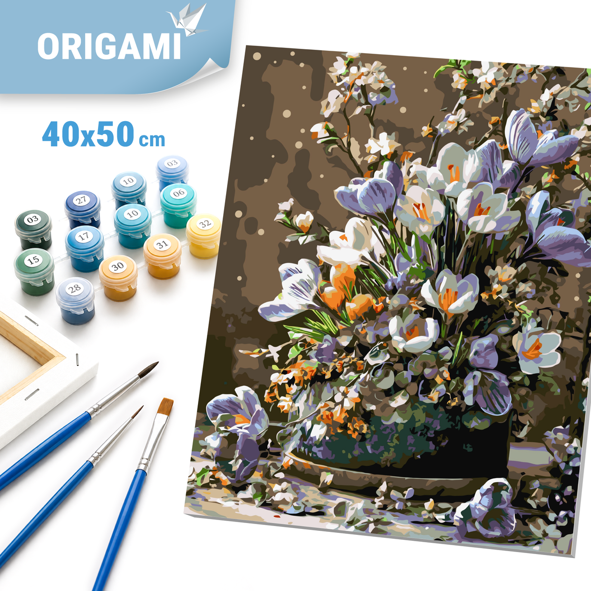 Malen nach Zahlen auf Keilrahmen 40×50 cm – Blumen. Frühlingskrokusse LW 31520-01
