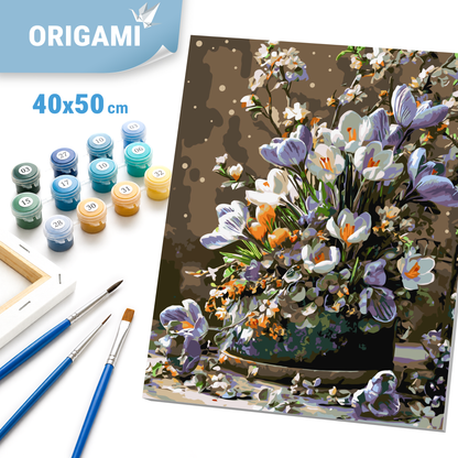 Malen nach Zahlen auf Keilrahmen 40×50 cm – Blumen. Frühlingskrokusse LW 31520-01
