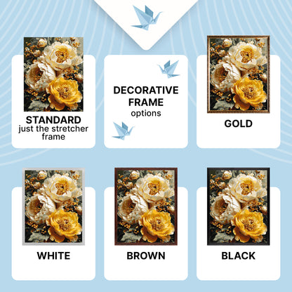Paint by Numbers on frame 40*50 cm Flowers - Rich Peonies with metallic colors LW 3154-01