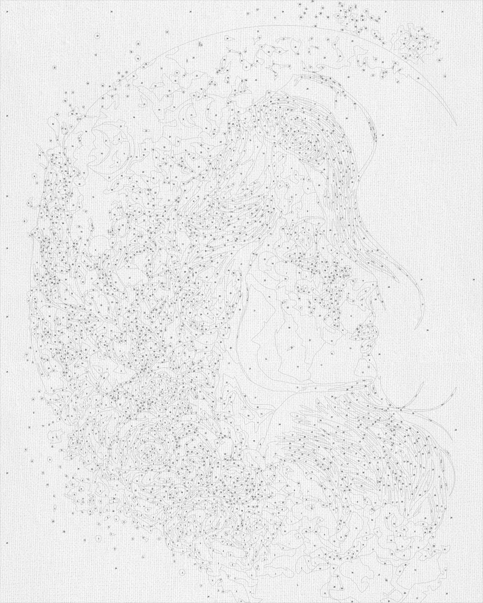 Malen nach Zahlen auf Keilrahmen 40×50 cm – Porträt eines Mondmädchens. Abstraktion LW 31640