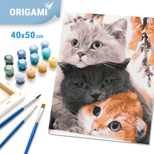Malen nach Zahlen auf Keilrahmen 40×50 cm – Verspielte Kätzchen – Tiere – LW 31720