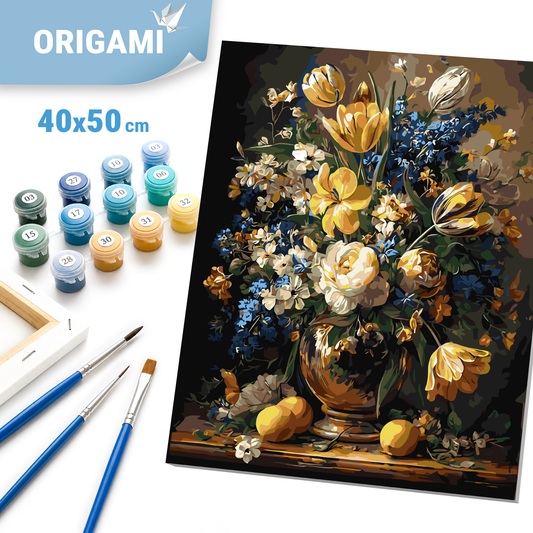 Malen nach Zahlen auf Keilrahmen 40×50 cm – Blumen - Üppiger Blumenstrauß in der Vase LW 3174-01