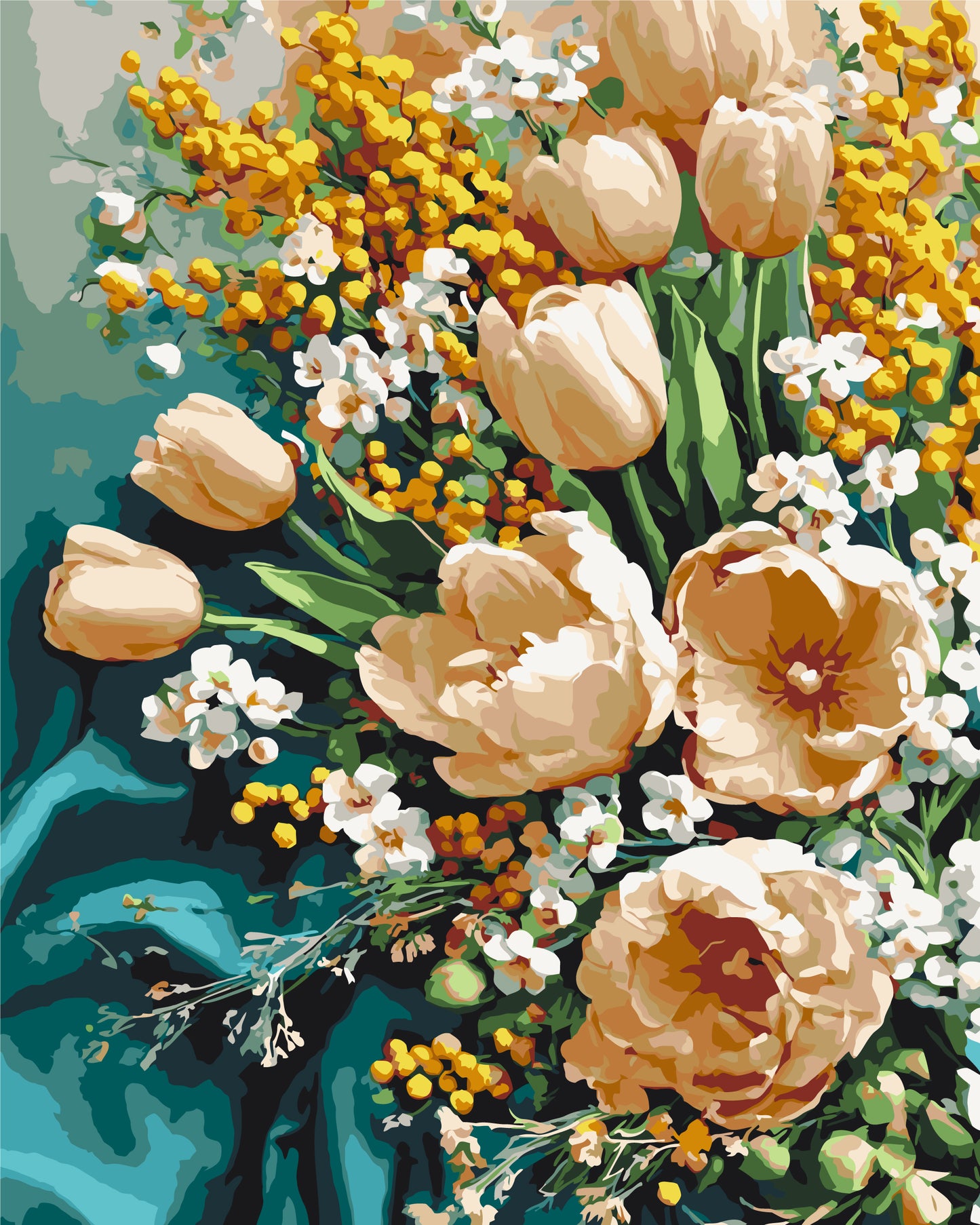 Malen nach Zahlen auf Keilrahmen 40×50 cm – Blumen. Frühlingstulpen LW 3178-01