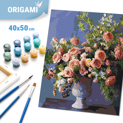 Malen nach Zahlen auf Keilrahmen 40×50 cm – Pfingstrosenstrauß in der Vase LW 3239