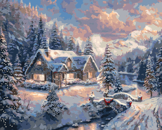 Malen nach Zahlen auf Keilrahmen 40×50 cm – Winter. Neujahrsmotiv LW 3253