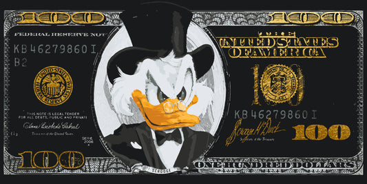 Paint by Numbers on a 40*80 cm frame Scrooge McDuck. Black dollar. With metallic paints (gold) LW 3287