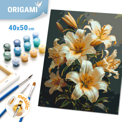 Paint by Numbers on a 40*50 cm frame Flowers Vibrant Lilies with Metallic Paints LW 3303
