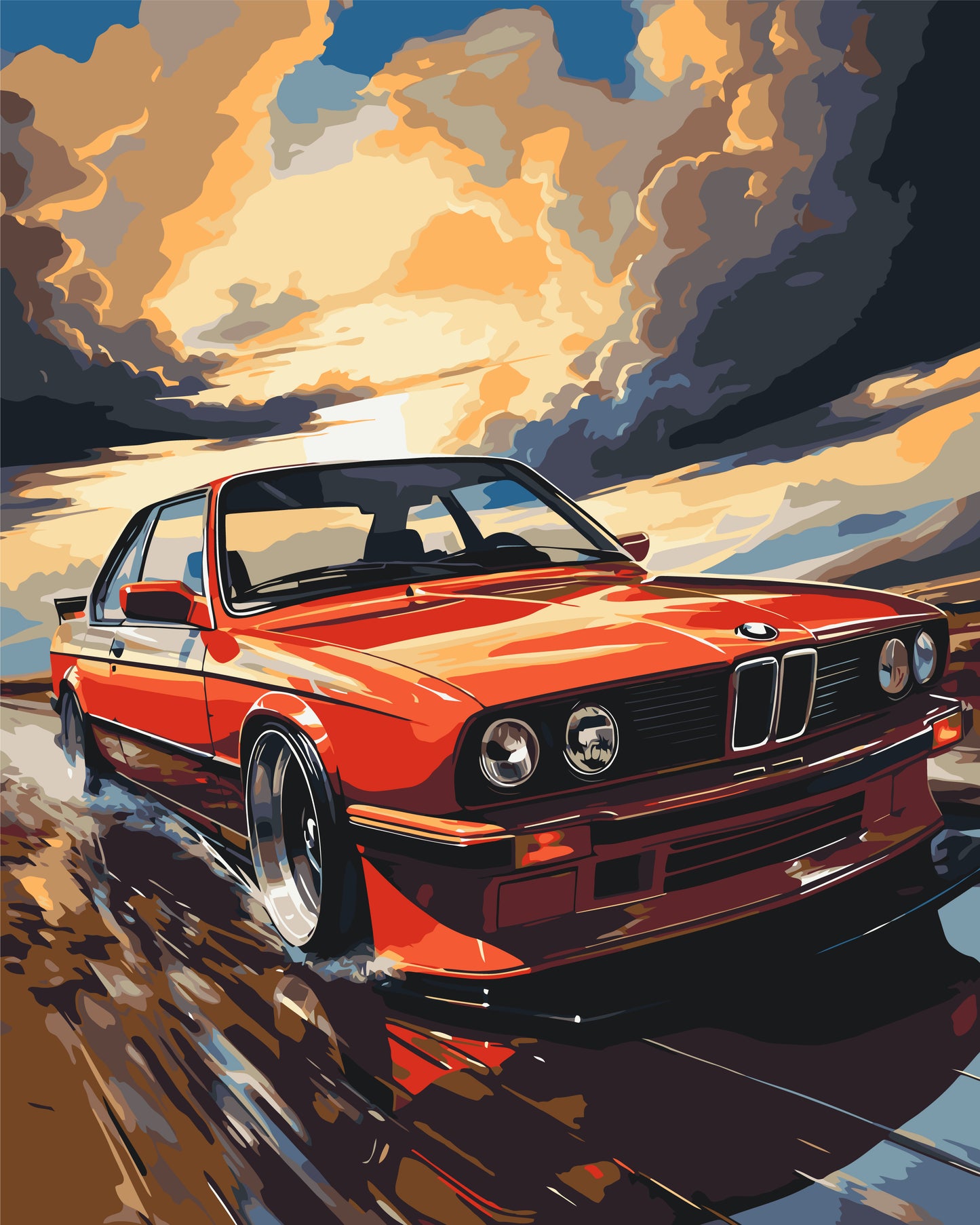 Malen nach Zahlen auf Keilrahmen 40×50 cm – BMW E34 LW 3324