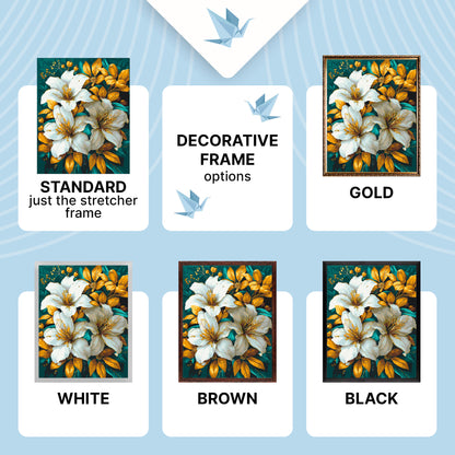 Malen nach Zahlen auf Keilrahmen 40×50 cm – Blumen mit Metallicfarben LW 3338