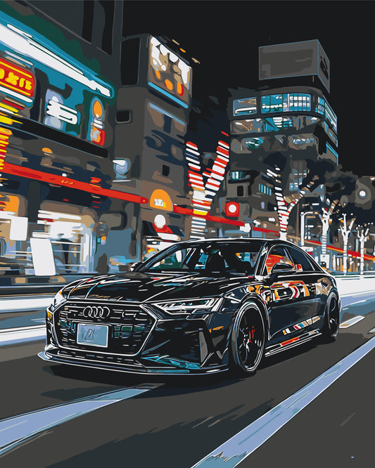 Malen nach Zahlen auf Keilrahmen 40×50 cm – Autos. Schwarzer Audi LW 3402