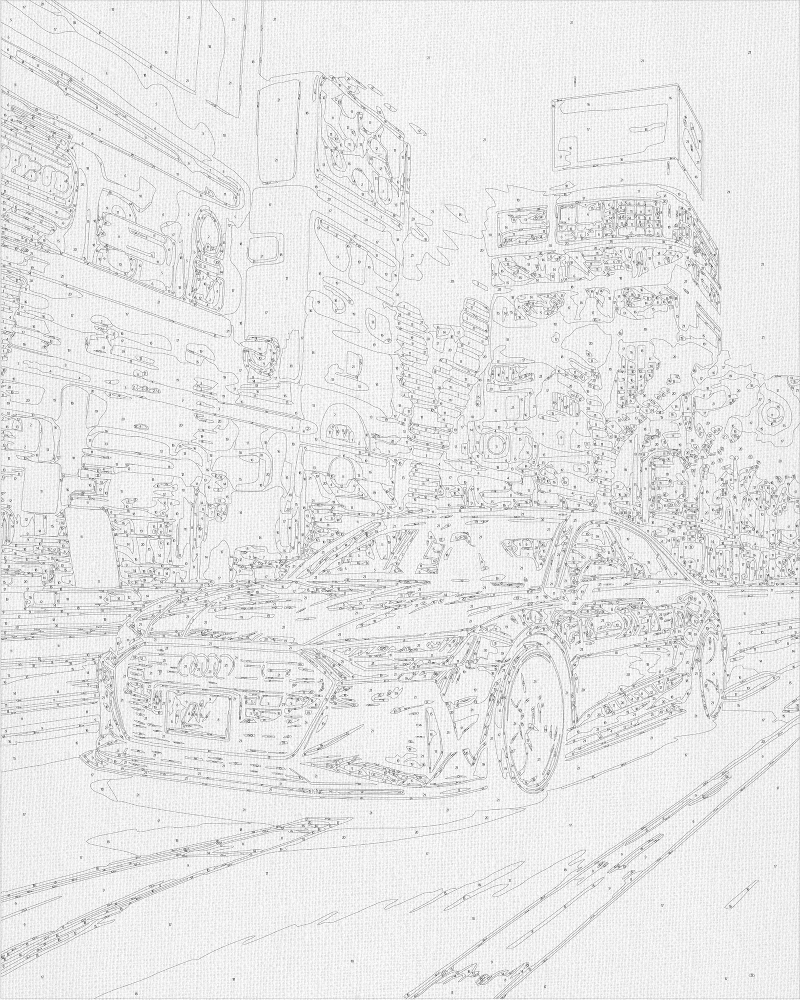 Malen nach Zahlen auf Keilrahmen 40×50 cm – Autos. Schwarzer Audi LW 3402