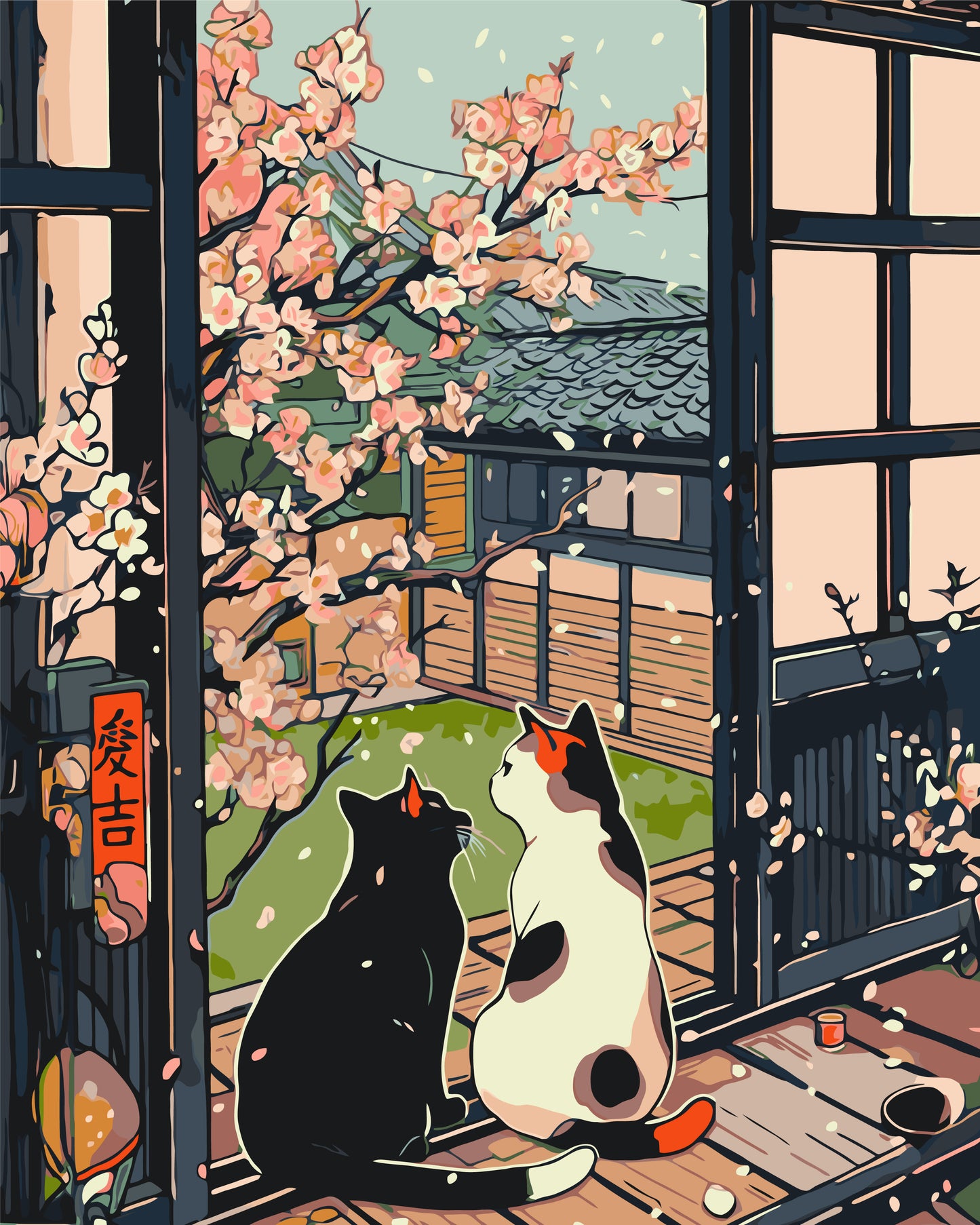 Malen nach Zahlen auf Keilrahmen 40×50 cm – Tiere. Katzen bei der Sakura LW 3404
