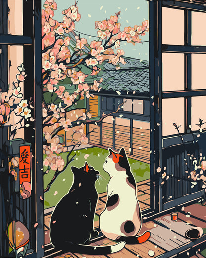 Malen nach Zahlen auf Keilrahmen 40×50 cm – Tiere. Katzen bei der Sakura LW 3404