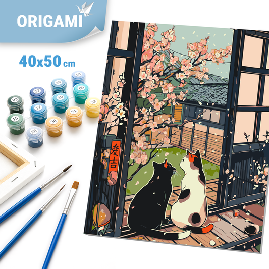 Malen nach Zahlen auf Keilrahmen 40×50 cm – Tiere. Katzen bei der Sakura LW 3404