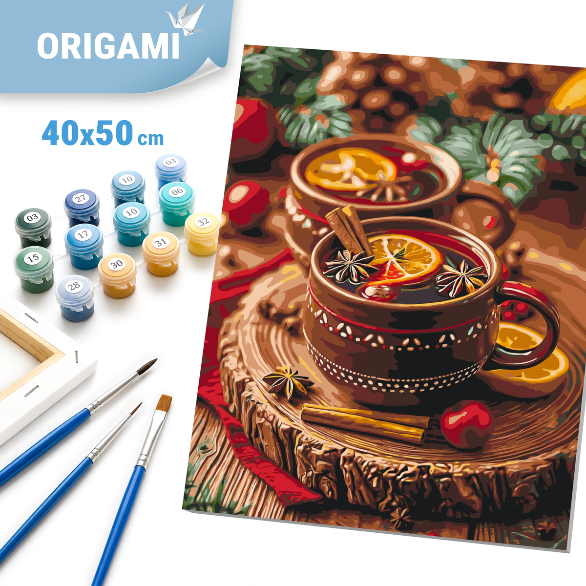 Malen nach Zahlen auf Keilrahmen 40×50 cm – Weihnachten – Stillleben. Neujahrspunsch LW 3414
