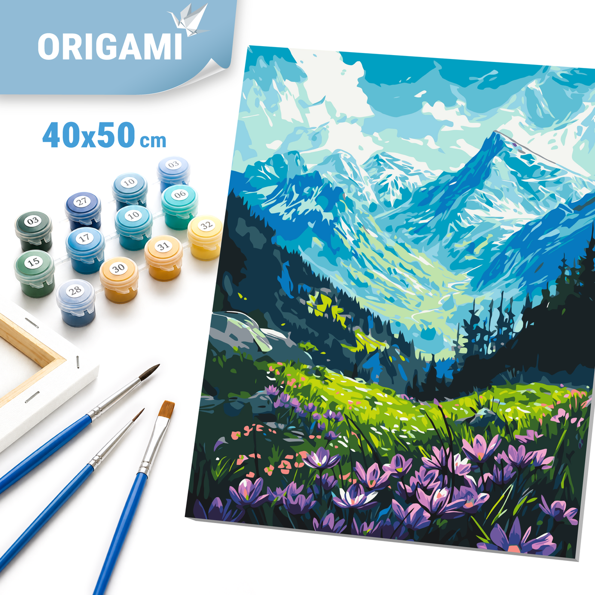 Paint by Numbers on a 40*50 cm Frame Landscape – Under the Mountains LW 3436