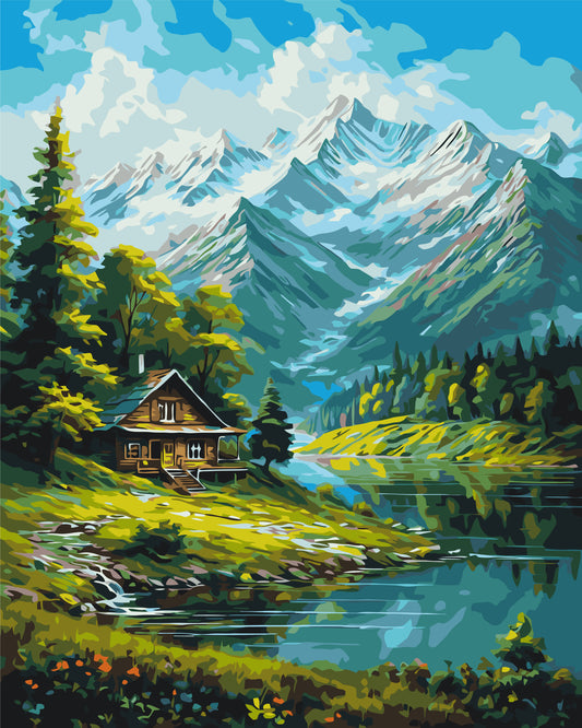 Malen nach Zahlen auf Keilrahmen 40×50 cm – Landschaft – Berglandschaft LW 3437