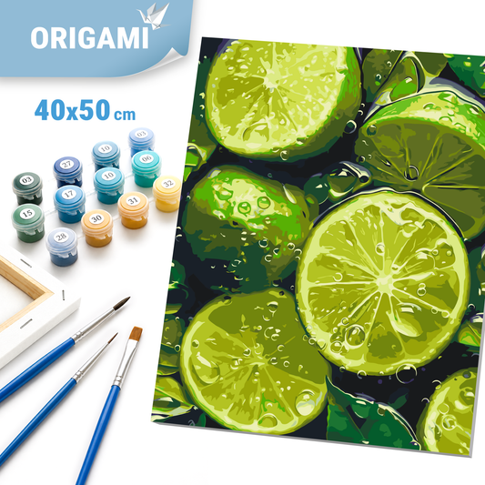 Malen nach Zahlen auf Keilrahmen 40×50 cm – Stillleben. Saftige Limette LW 3440