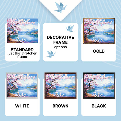 Malen nach Zahlen auf Keilrahmen 40×50 cm – Sakura am Fluss – Landschaft/Blumen – LW 3488