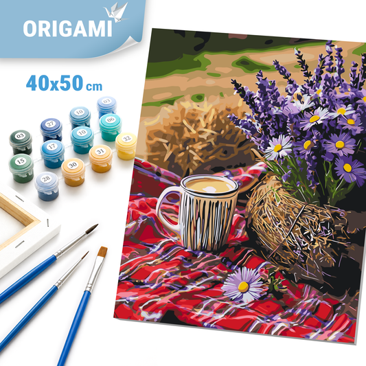 Malen nach Zahlen auf Keilrahmen 40×50 cm – Stillleben. Lavendelruhe LW 3517