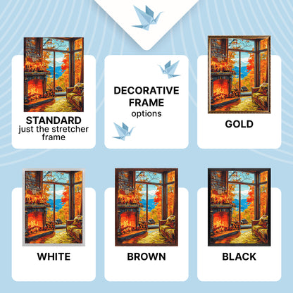 Paint by Numbers on a 40*50 cm frame landscape – Warmth of an autumn fireplace LW 3518