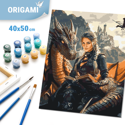 Maľovanie podľa čísel na ráme 40*50 cm - Štvrté krídlo. Vyvolená drakom - Fantasy - LW 3522