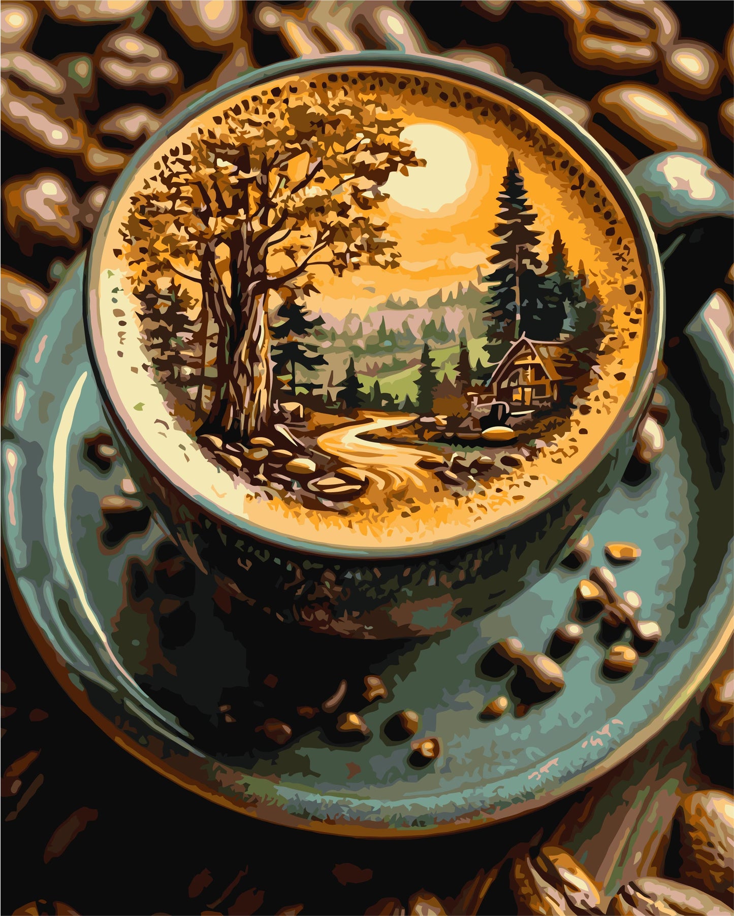 Paint by Numbers on canvas 40*50 cm Still life. Coffee with the Scent of the Forest LW 3541